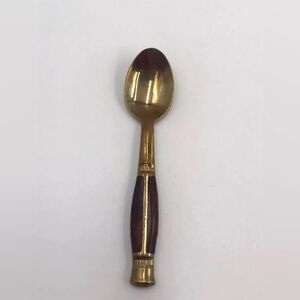 Mini Vintage Bronze Spoon with Wooden Handle Made in Thailand